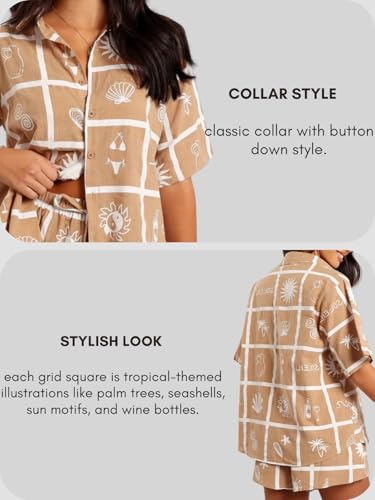 Leriya Fashion Women Rayon Printed Pajama Set | Shorts Nightsuit Set | Beach Outfits Beige, Medium - Image 5