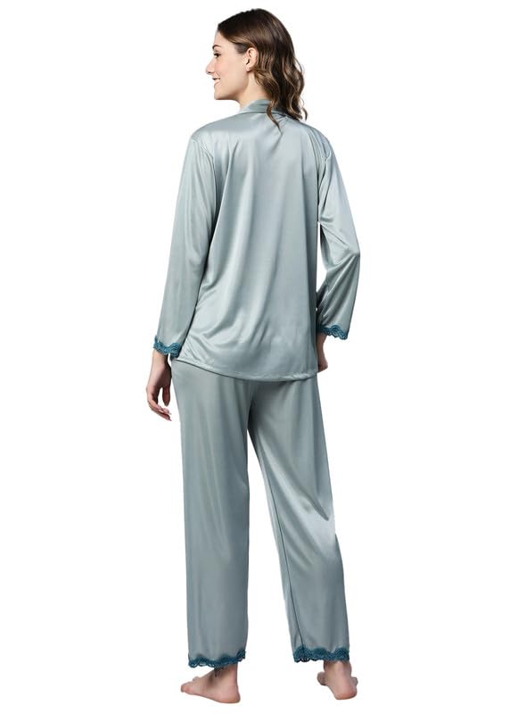 AV2 Women's Satin Solid Pajama Set - Image 6