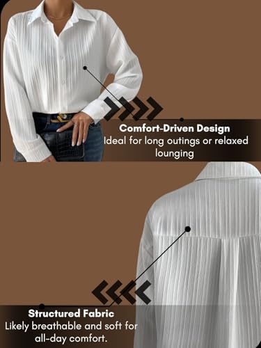 GRECIILOOKS Shirts for Women – Korean Style Long Sleeve Oversized Button Down | Plus Size Workwear Top for Office & Casual Wear - Image 4