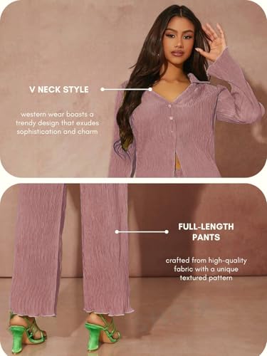 GRECIILOOKS Co Ord Set for Women | Co Ord Set for Women Stylish | Textured Co Ord Set for Women | Travel Co Ord Set for Women | Full Sleeve Women Co-ord Set - Image 5