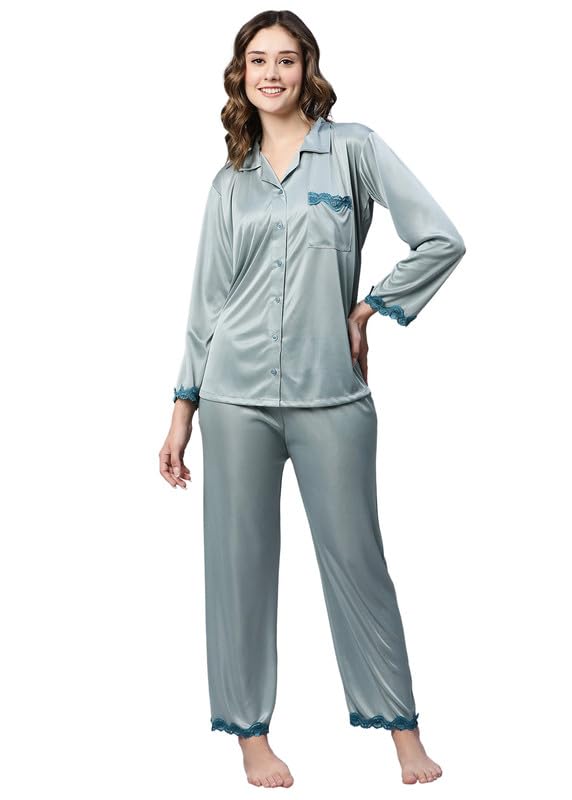 AV2 Women's Satin Solid Pajama Set