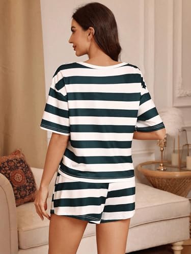 SMOWKLY Printed Cotton Blend Night Suit|Everyday Nightsuit|Night Dress|Shorts Set|Pyjama Set for Women Green - Image 4