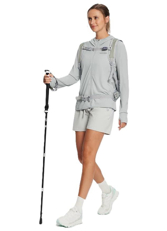 Alexvyan Size-L Grey Full Length Women's UV & Sun Protection Jacket with 4 Pocket, Light weight Summer Sun Screen Hoodie, UPF 50+ Protection for Outdoors, Long Full Zipper Jacket- FIT 50-65 KG - Image 6