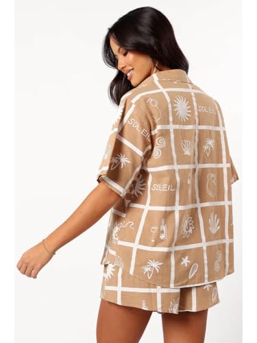 Leriya Fashion Women Rayon Printed Pajama Set | Shorts Nightsuit Set | Beach Outfits Beige, Medium - Image 7