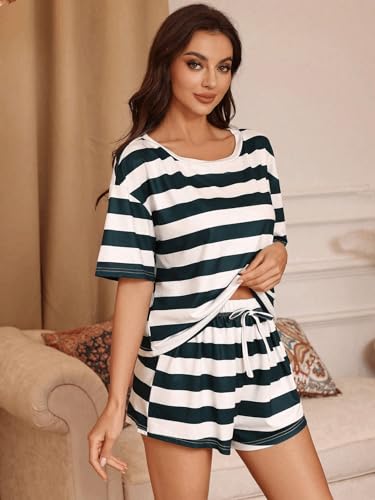 SMOWKLY Printed Cotton Blend Night Suit|Everyday Nightsuit|Night Dress|Shorts Set|Pyjama Set for Women Green - Image 5