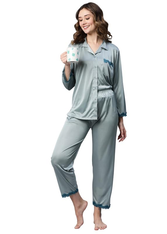 AV2 Women's Satin Solid Pajama Set - Image 5