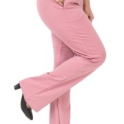 Mlada Bootcut Flare Pants for Women Stretch Cotton Knit Boot Cut Mid Waist Flared Trouser Elastic Waist Band Utility Pockets for Formal Office Work Wear,Travel-Regular/Plus Size-Light Pink,