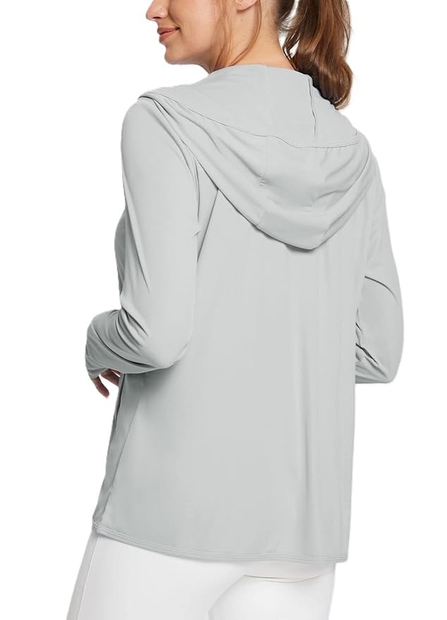 Alexvyan Size-L Grey Full Length Women's UV & Sun Protection Jacket with 4 Pocket, Light weight Summer Sun Screen Hoodie, UPF 50+ Protection for Outdoors, Long Full Zipper Jacket- FIT 50-65 KG - Image 3