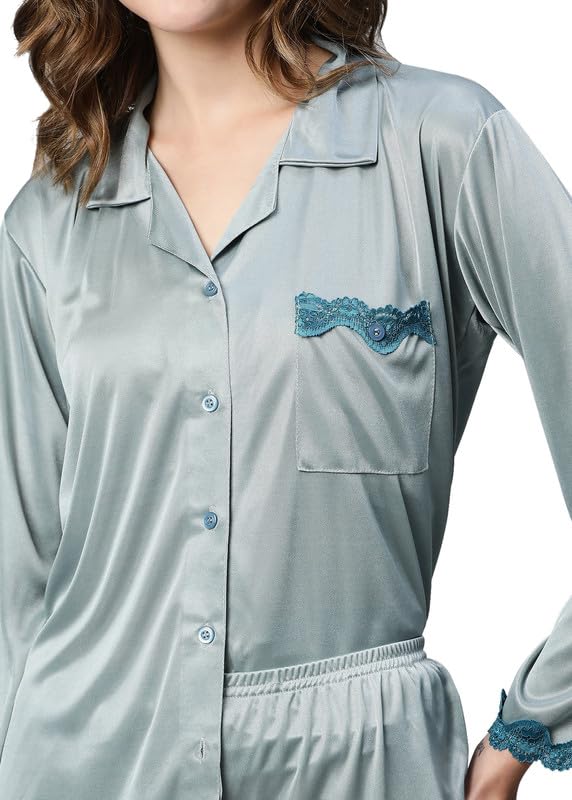 AV2 Women's Satin Solid Pajama Set - Image 4