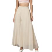 RATAN Women's Georgette Flared Freesize High Rise Sharara Palazzo Pant With Lining