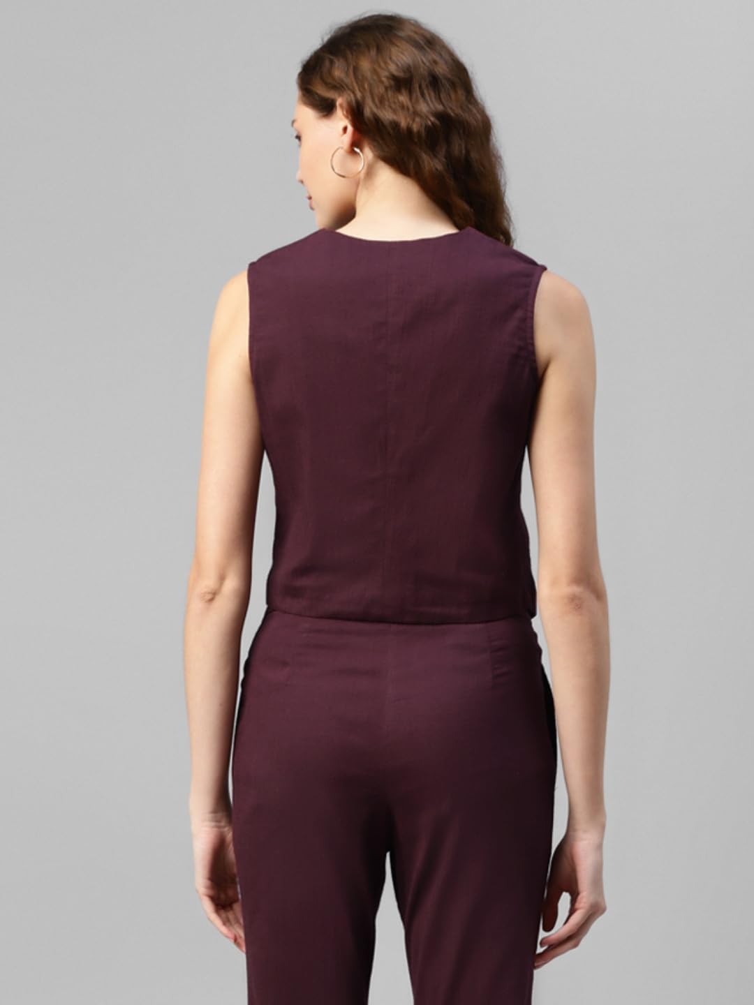 DEEBACO Women's Solid WaistCoat for Women V Neck Button Closure Sleeveless Waist Coat With Two Pockets Ladies Cord Western Party Casual Wear for Girls & Ladies Nehru Jacket - Image 7