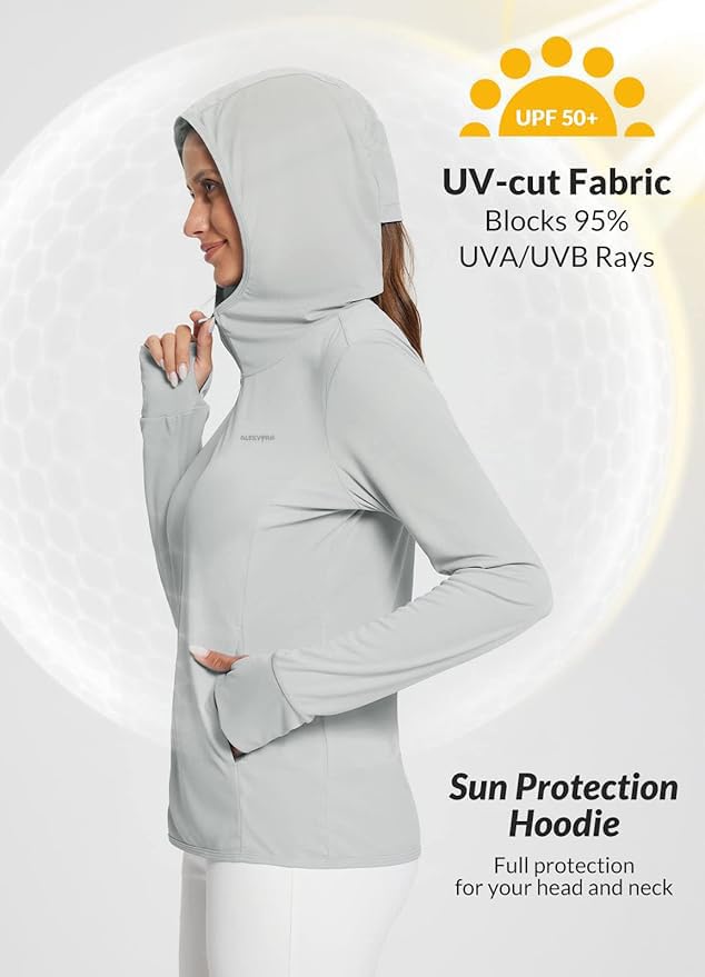 Alexvyan Size-L Grey Full Length Women's UV & Sun Protection Jacket with 4 Pocket, Light weight Summer Sun Screen Hoodie, UPF 50+ Protection for Outdoors, Long Full Zipper Jacket- FIT 50-65 KG - Image 7
