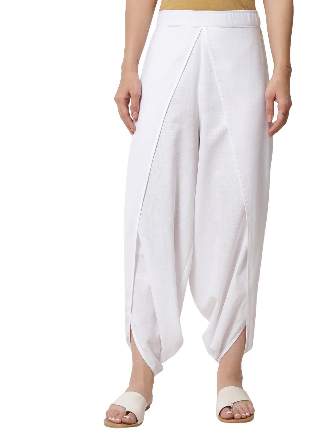 9rasa Women's Girls Cotton Solid Mid Rise Relaxed Dhoti Pants For Casual Fusionwear Workwear