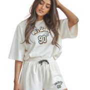 Fflirtygo Women's T-Shirt & Shorts Set | Night Wear Set For Womens | Cotton Tshirt & Short Set | Co-ord Sets For Womens | White Color | Women Shorts Night Wear | Summer Night Suit For Women