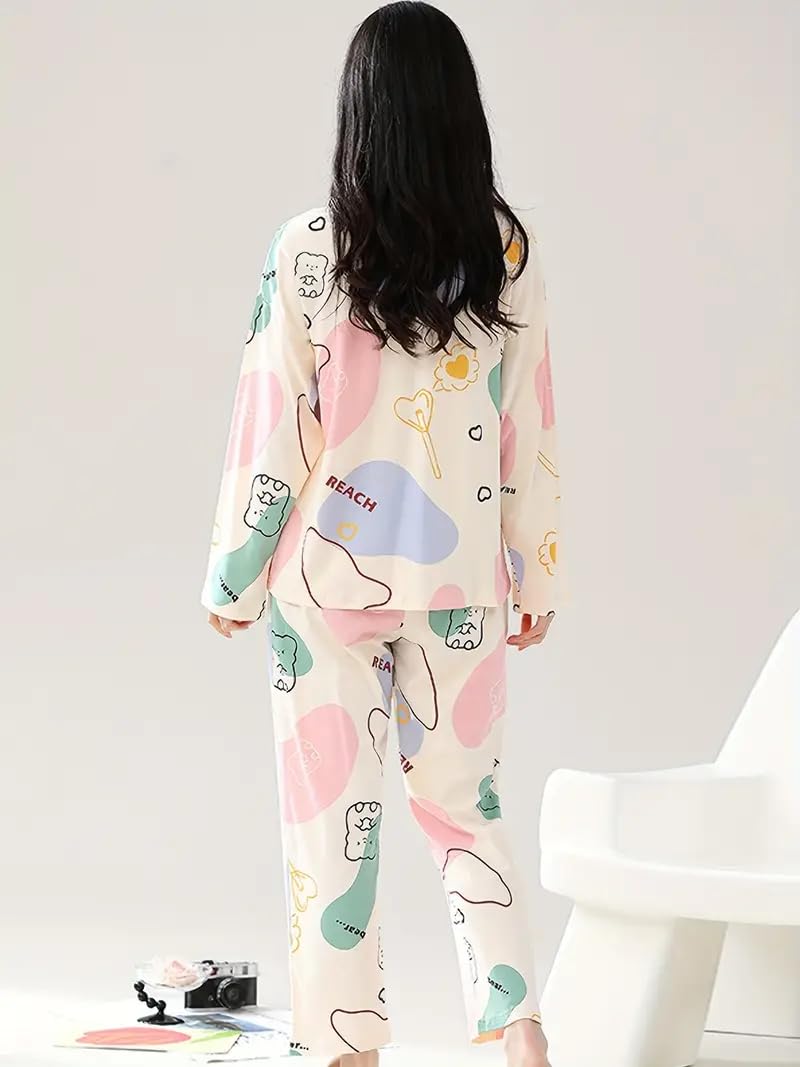 LOUIS LUXE Womens Night Dress || Full Pyjama Set || Nightsuit || Women Nightwear ||Round Neck Full Sleeve Nightsuit || Loungewear || Everyday Nightdress - Image 2