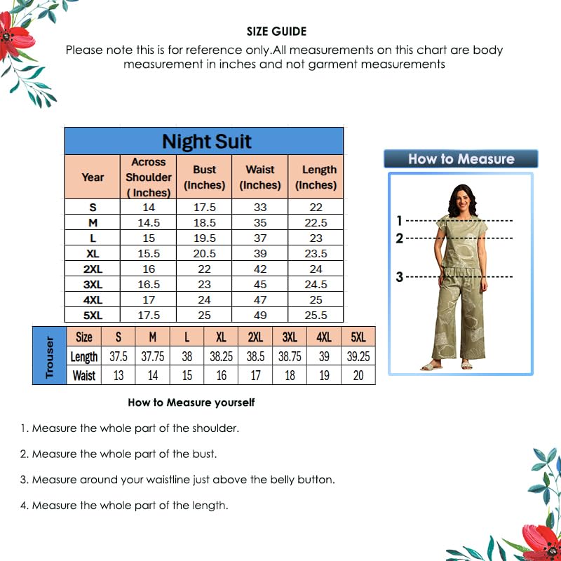 Yash Gallery Women's Cotton Cambric Printed Night Suit Set – Half Sleeve Top & Pajama | Loungewear & Sleepwear Set - Image 2