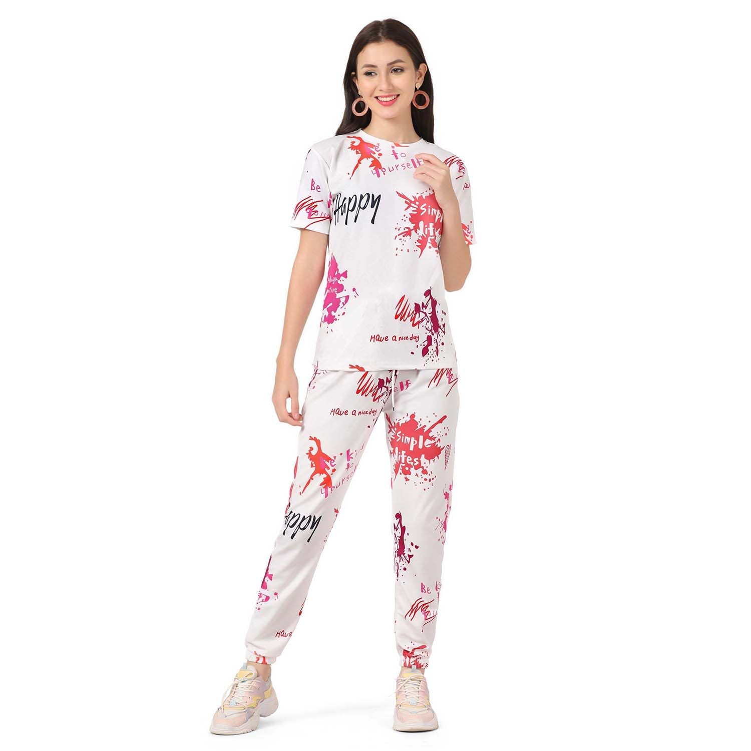 DHRUVI TRENDZ Womens Lycra Pyjama Sets Regular Fit Pajama Set