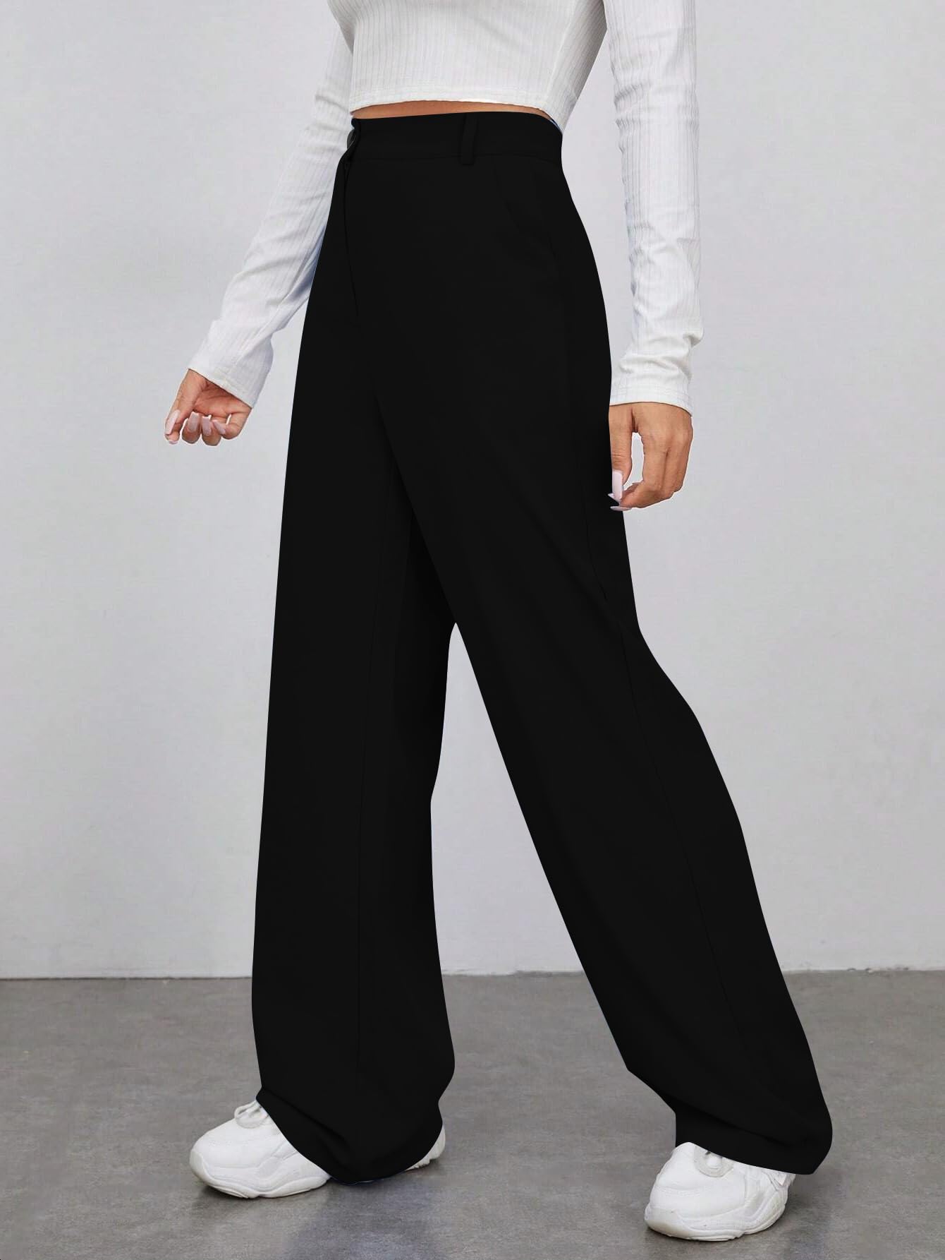 Toochki Trousers for Women | Women's High-Waist Pant | Korean Style Trouser | Black | Bottom - Image 2