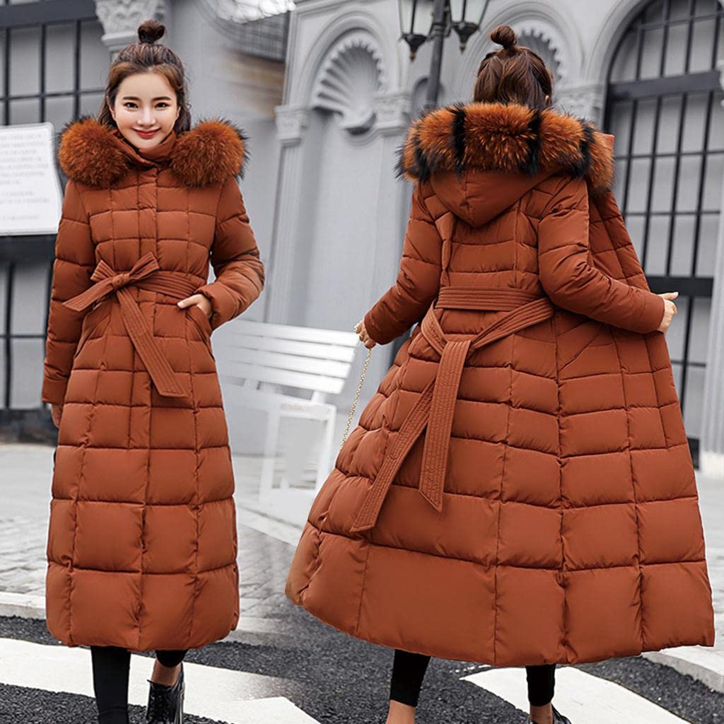 bnf Faux Fur Hooded Long Down Puffer Womens Coat Zipper Quilted Jacket Brown XL | Clothing Shoes & Accessories | Womens Clothing | Coats & Jackets - Image 4