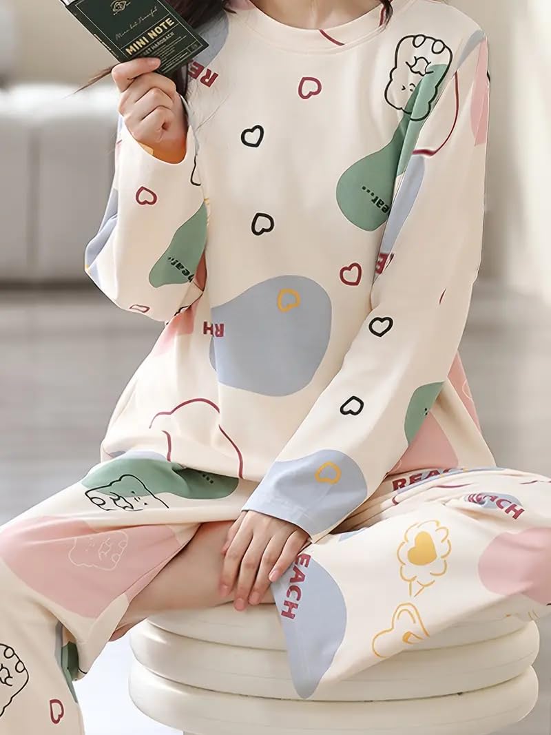 LOUIS LUXE Womens Night Dress || Full Pyjama Set || Nightsuit || Women Nightwear ||Round Neck Full Sleeve Nightsuit || Loungewear || Everyday Nightdress - Image 4