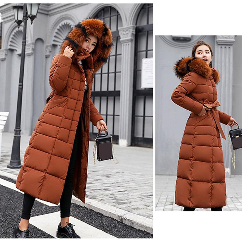bnf Faux Fur Hooded Long Down Puffer Womens Coat Zipper Quilted Jacket Brown XL | Clothing Shoes & Accessories | Womens Clothing | Coats & Jackets - Image 3