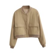 bnf Women's Jacket Spring for Women Ladies Cropped Two Large Pockets Casual Coat M Khaki | Clothing Shoes & Accessories | Womens Clothing | Coats & Jackets