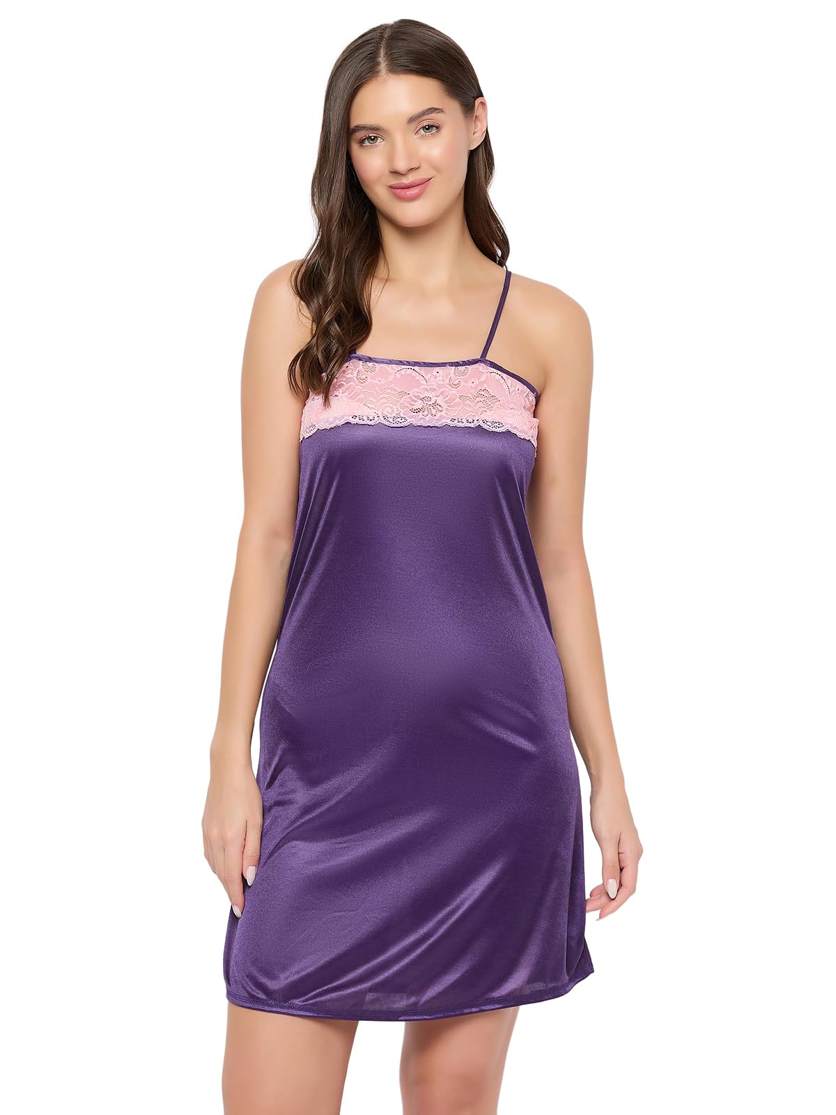 Clovia Women's 7 Pc Satin Nightwear Set - Purple - Image 7