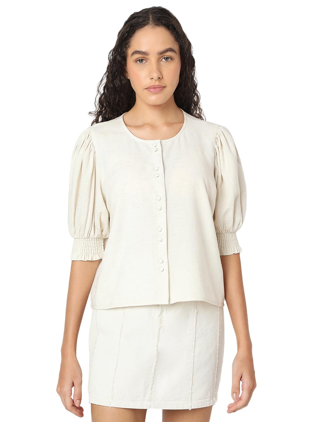 VERO MODA Women Regular Fit Off White Top