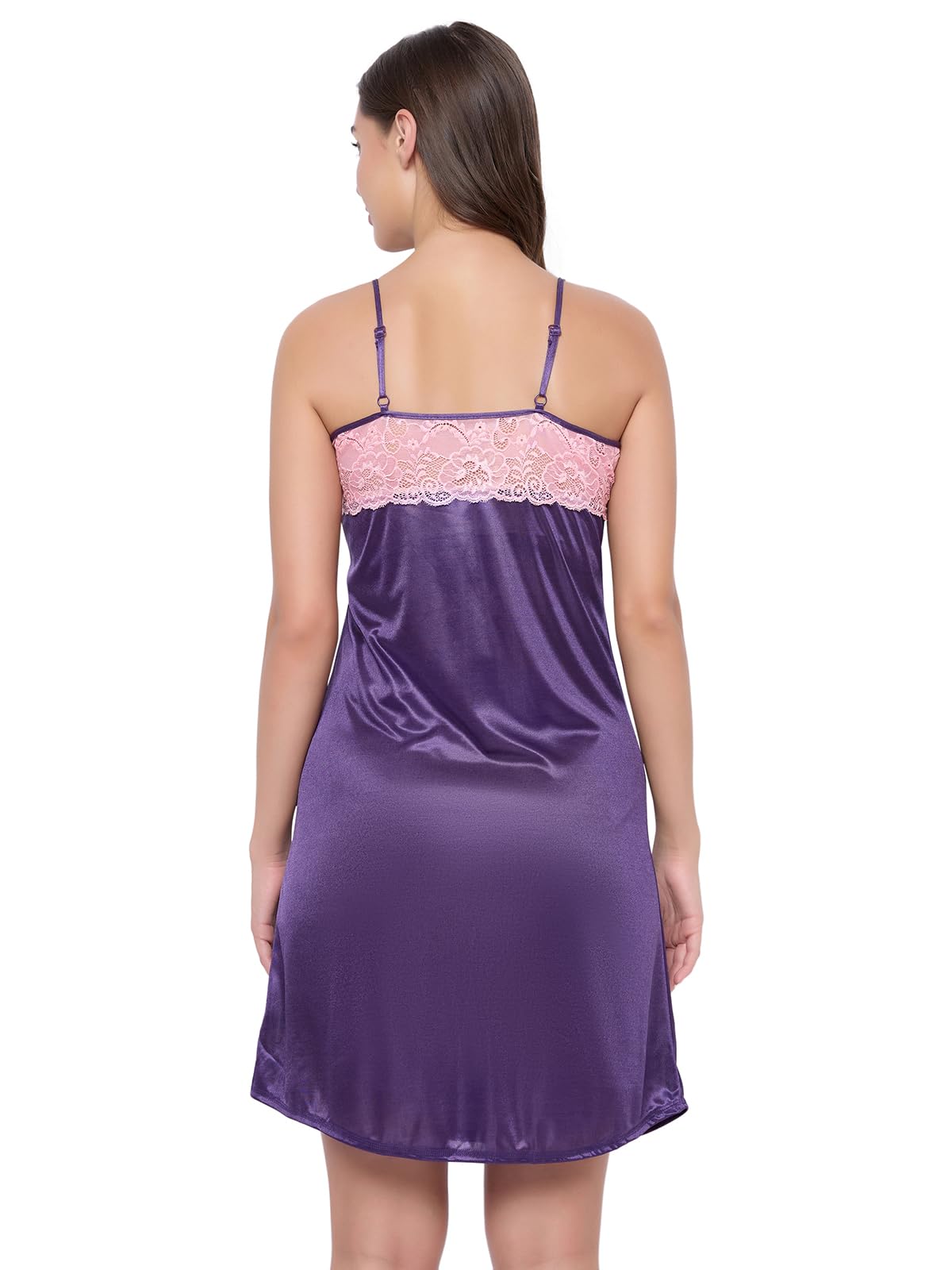 Clovia Women's 7 Pc Satin Nightwear Set - Purple - Image 3