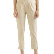 SAADAA Women Cotton Pant Regular High Rise Slim Fit Trouser, Pocket Pants for Office School Formal Casual Daily Use