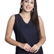 DRESSITUDE Women Self Designed V-Neck Sleeveless Lace Top with Camisole