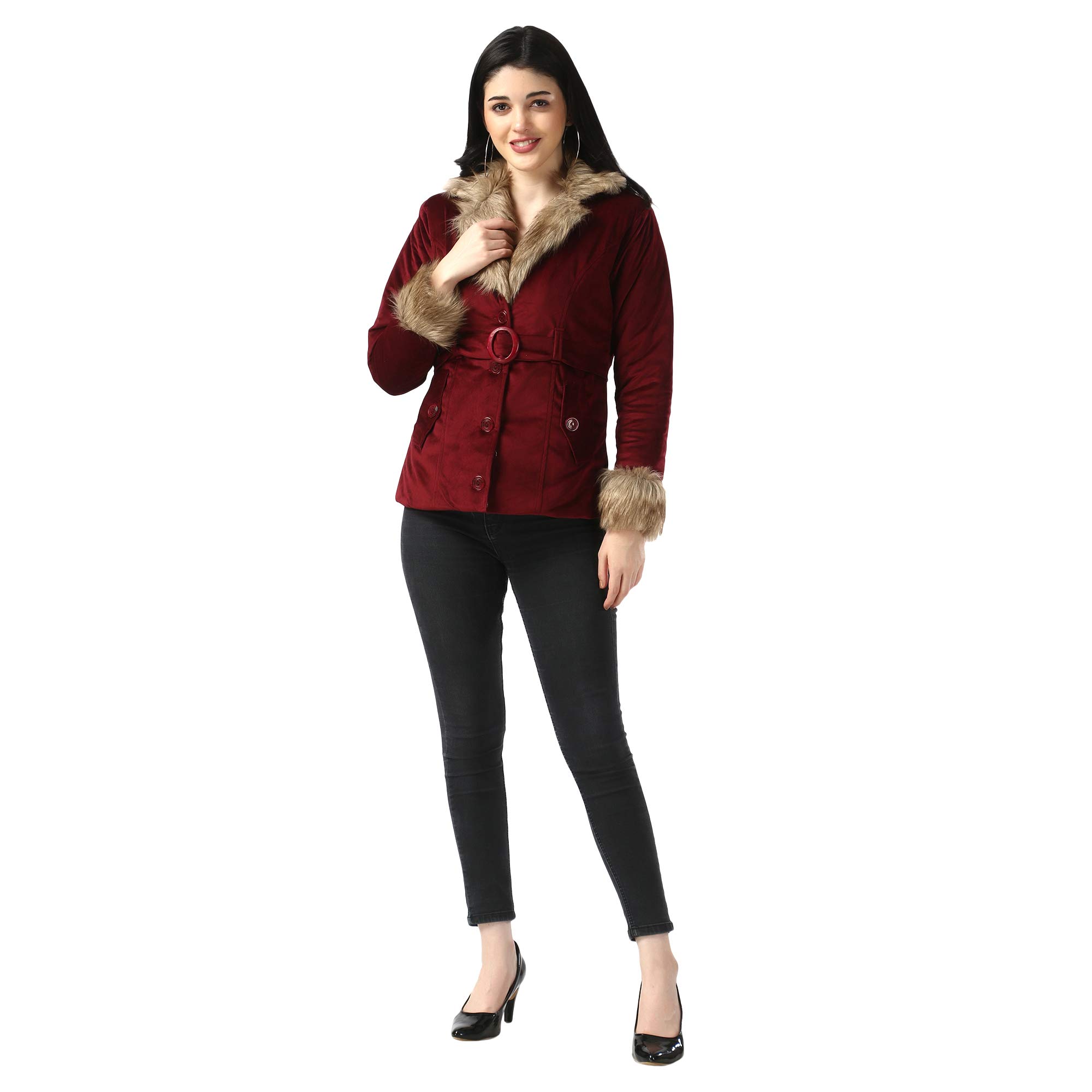 DIMPY GARMENTS Imported Velvet Fur Collar Women Winter Jacket - Image 7