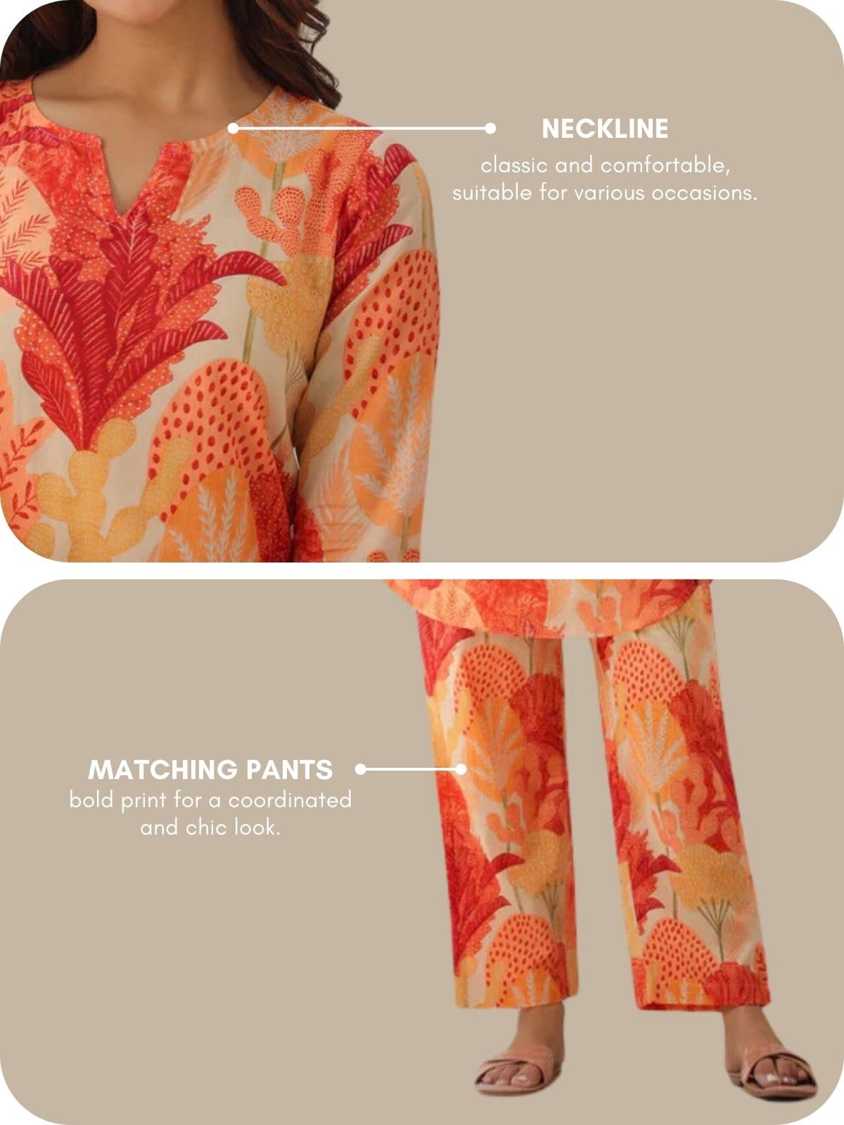 GRECIILOOKS Ethnic Co Ord Set | Casual Wear Pant Top Set | Fancy Co-Ord Set | Full Pair Set | Women Kurta Sets Kurtis | Women Kurta Pant Set | Coord Sets for Women - Image 4