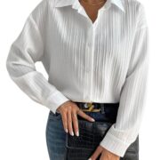 GRECIILOOKS Shirts for Women – Korean Style Long Sleeve Oversized Button Down | Plus Size Workwear Top for Office & Casual Wear