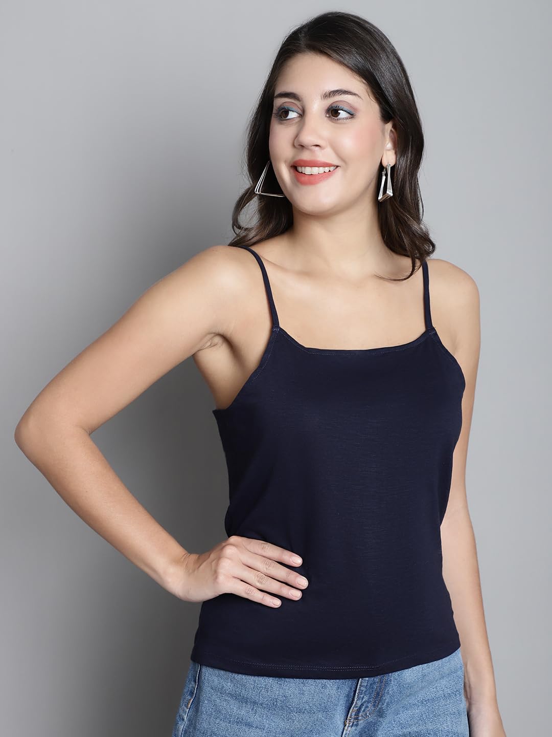 DRESSITUDE Women Self Designed V-Neck Sleeveless Lace Top with Camisole - Image 3