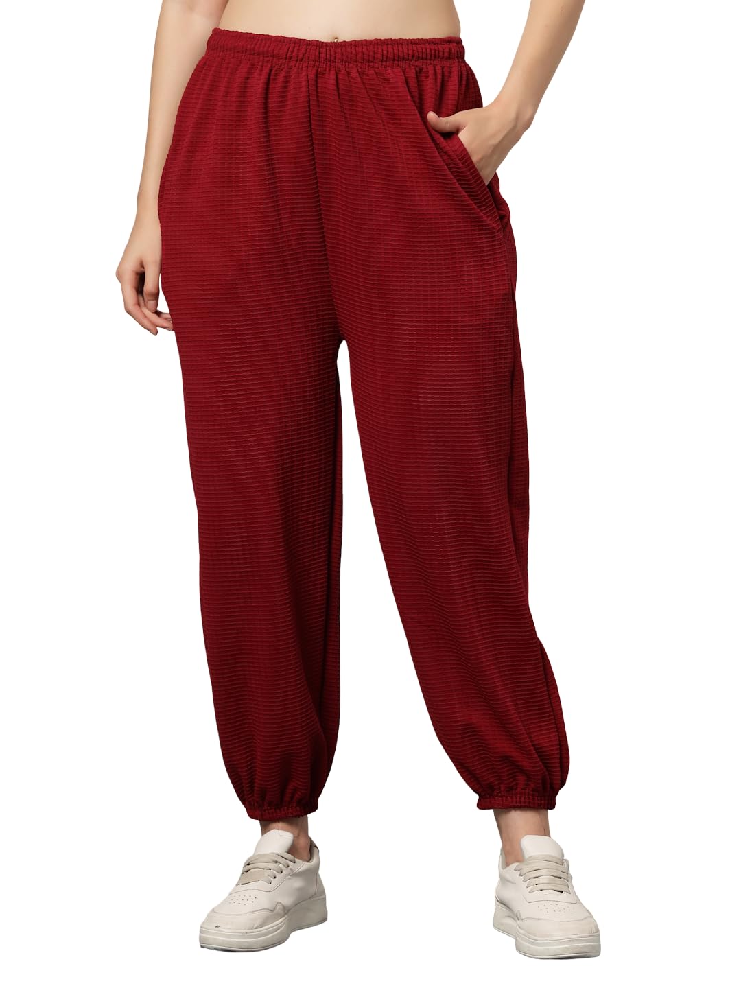 UZARUS Women's Loose Fit Baggy Jogger Pants with 2 Side Pockets & Hem Grip – Ideal for Morning Walk, Yoga, Travel & Casual Wear