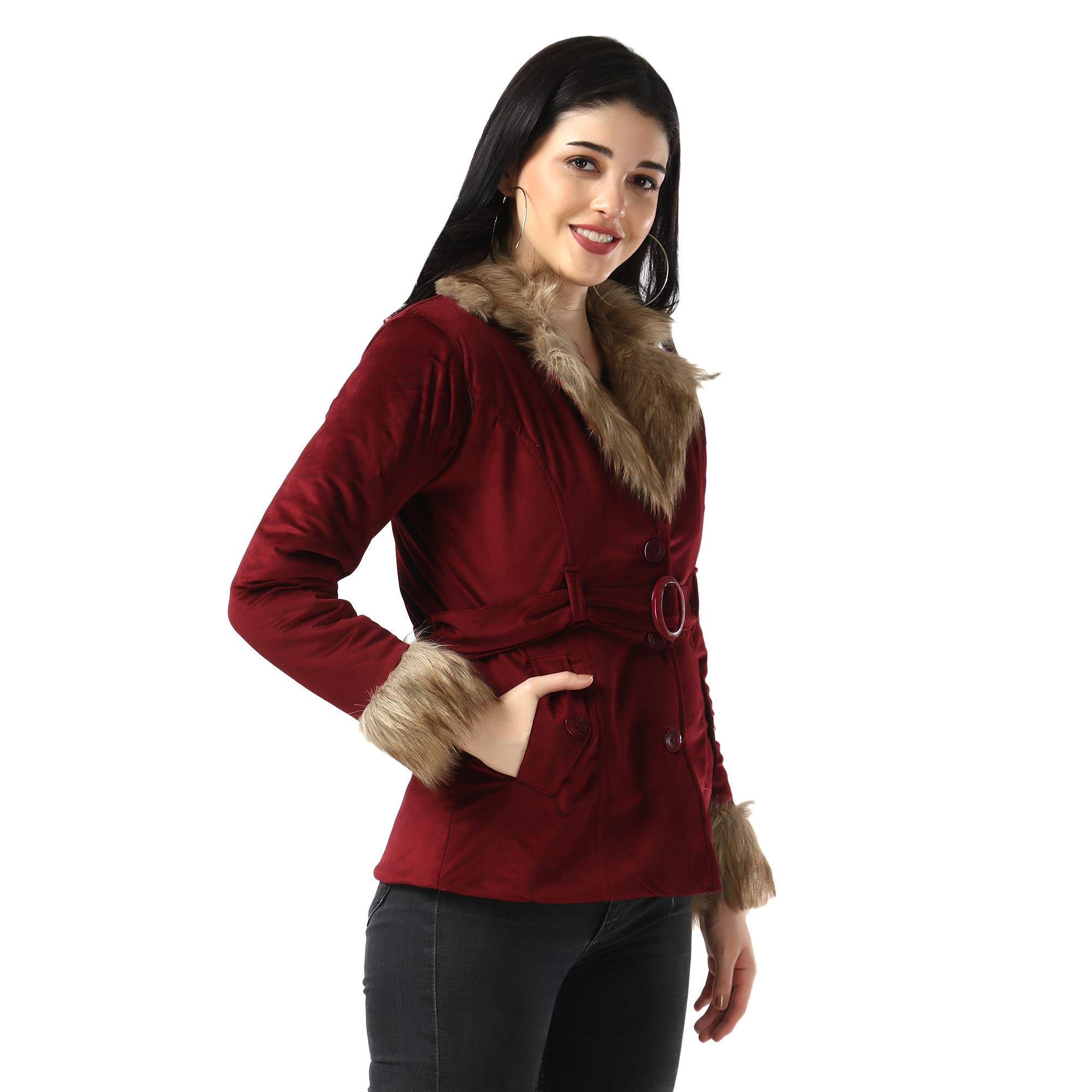 DIMPY GARMENTS Imported Velvet Fur Collar Women Winter Jacket - Image 4