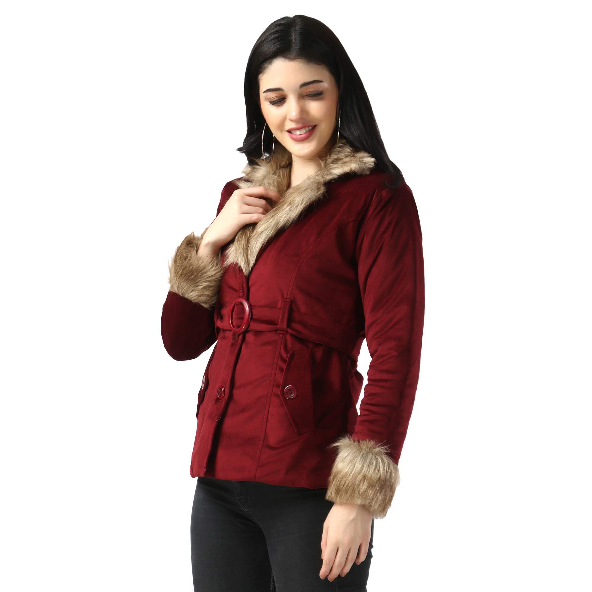 DIMPY GARMENTS Imported Velvet Fur Collar Women Winter Jacket - Image 8
