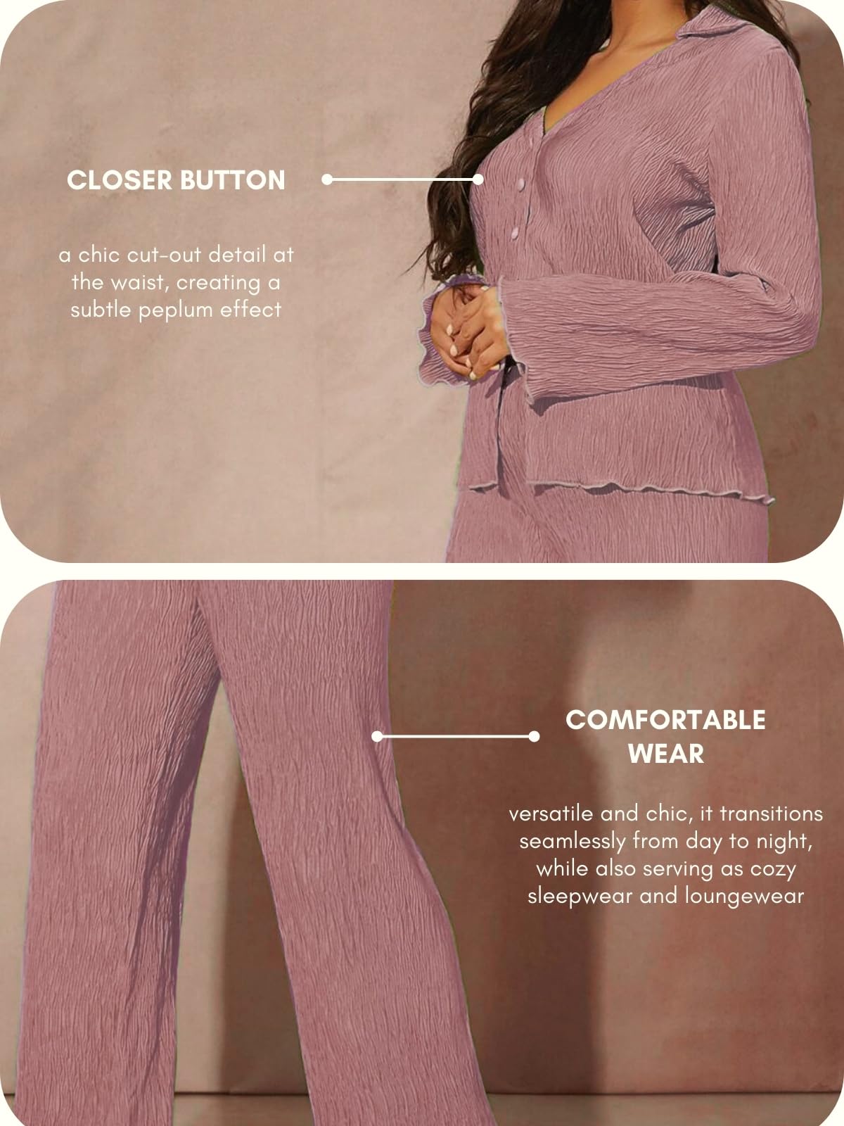 GRECIILOOKS Co Ord Set for Women | Co Ord Set for Women Stylish | Textured Co Ord Set for Women | Travel Co Ord Set for Women | Full Sleeve Women Co-ord Set - Image 4