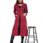 Miss Chase Women's Solid V-Neck Full Sleeves Patched Pocketed Polyester Button Down Longline Winter Wear Jacket