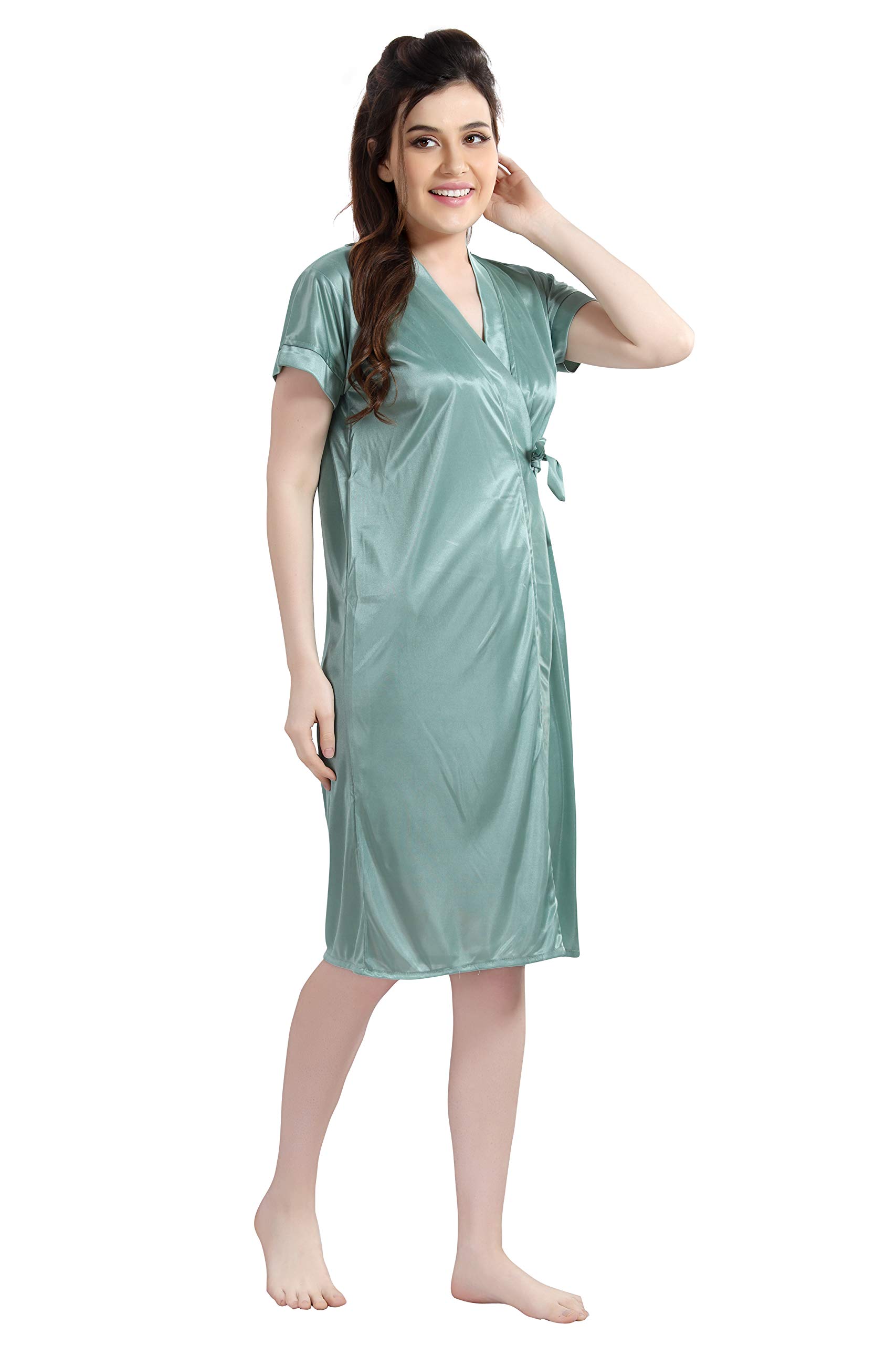 AV2 Women's Satin Knee Length Plain/Solid Nighty - Image 4