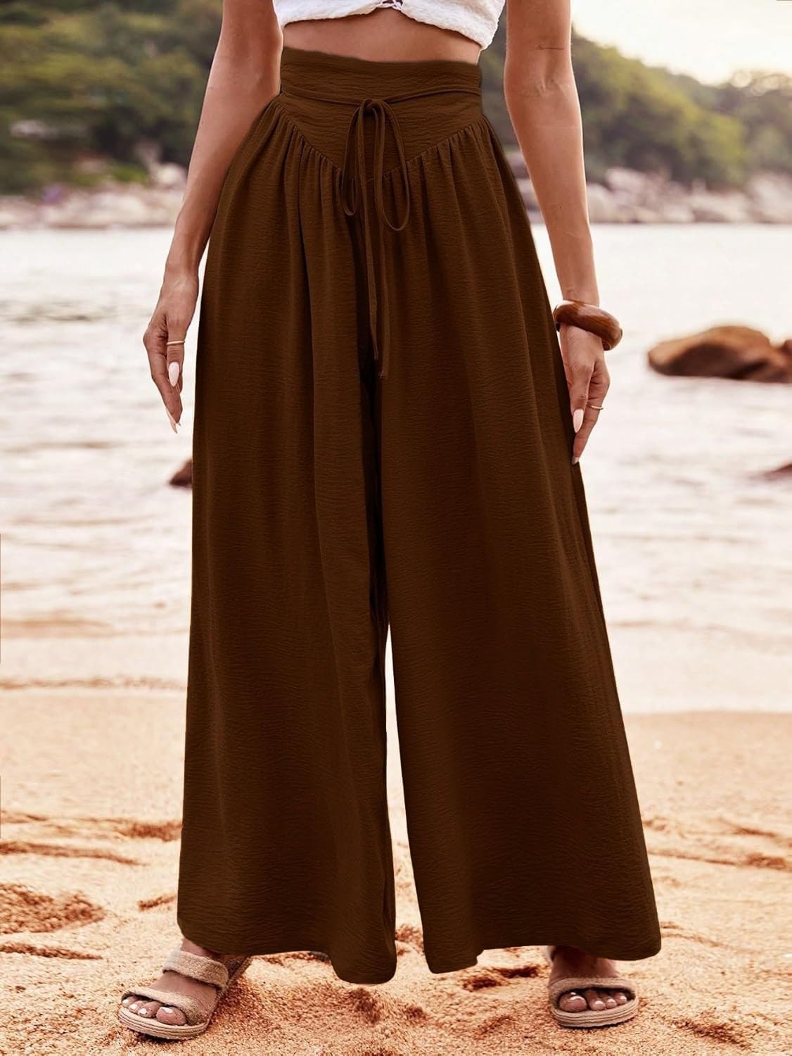 KOTTY Womens Solid Lightweight Duqqa Brown Pant - Image 5