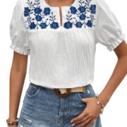 FERY LONDON Regular Fit and Girls Floral Embroidery for Women Stylish westernwear || Short Sleeve Tops