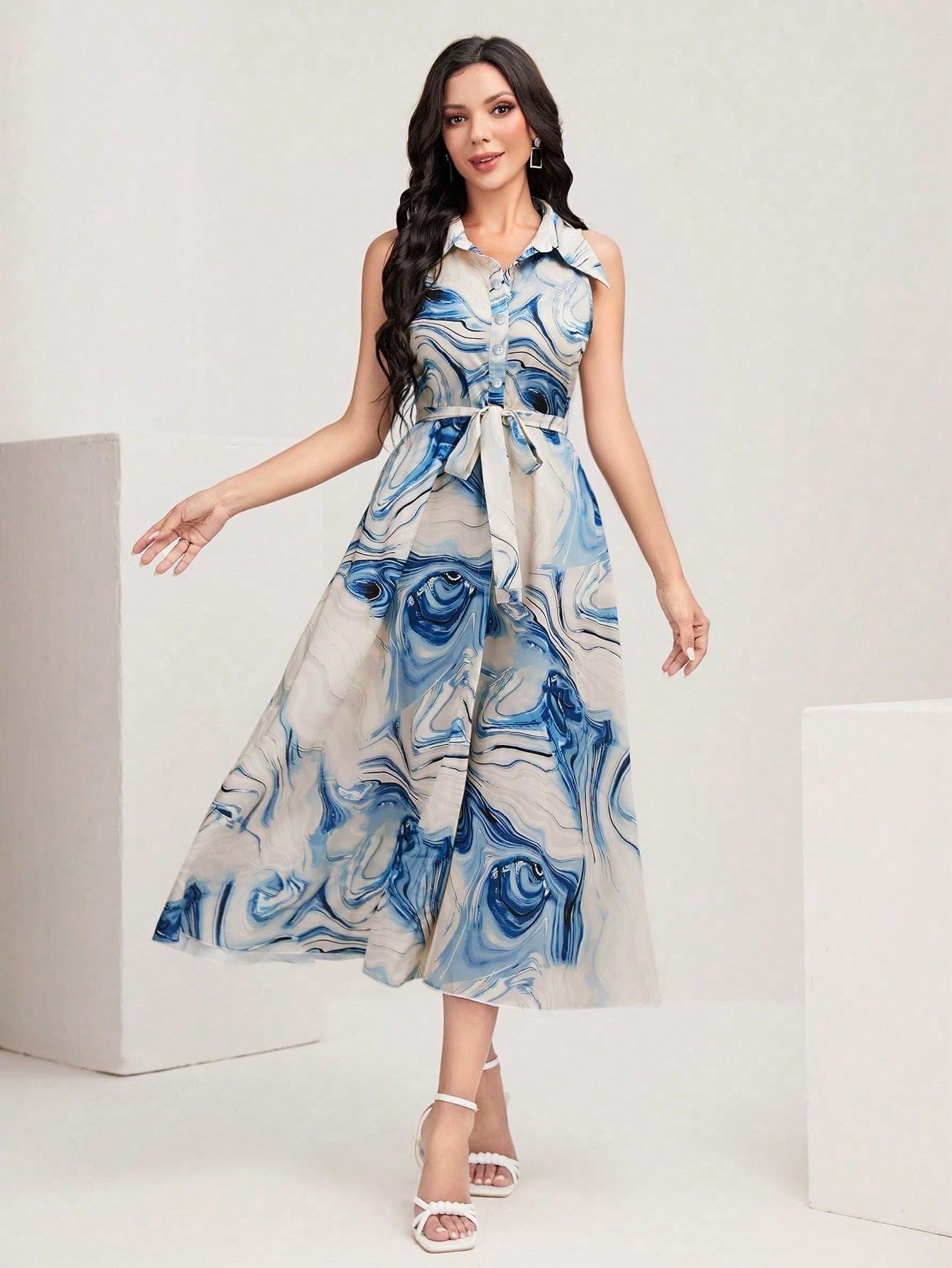 Bollyclues Women's Multicolor Cotton Sleeveless Maxi Dresses |Long Dress for Women| One Piece Western Dress for Women - Image 5