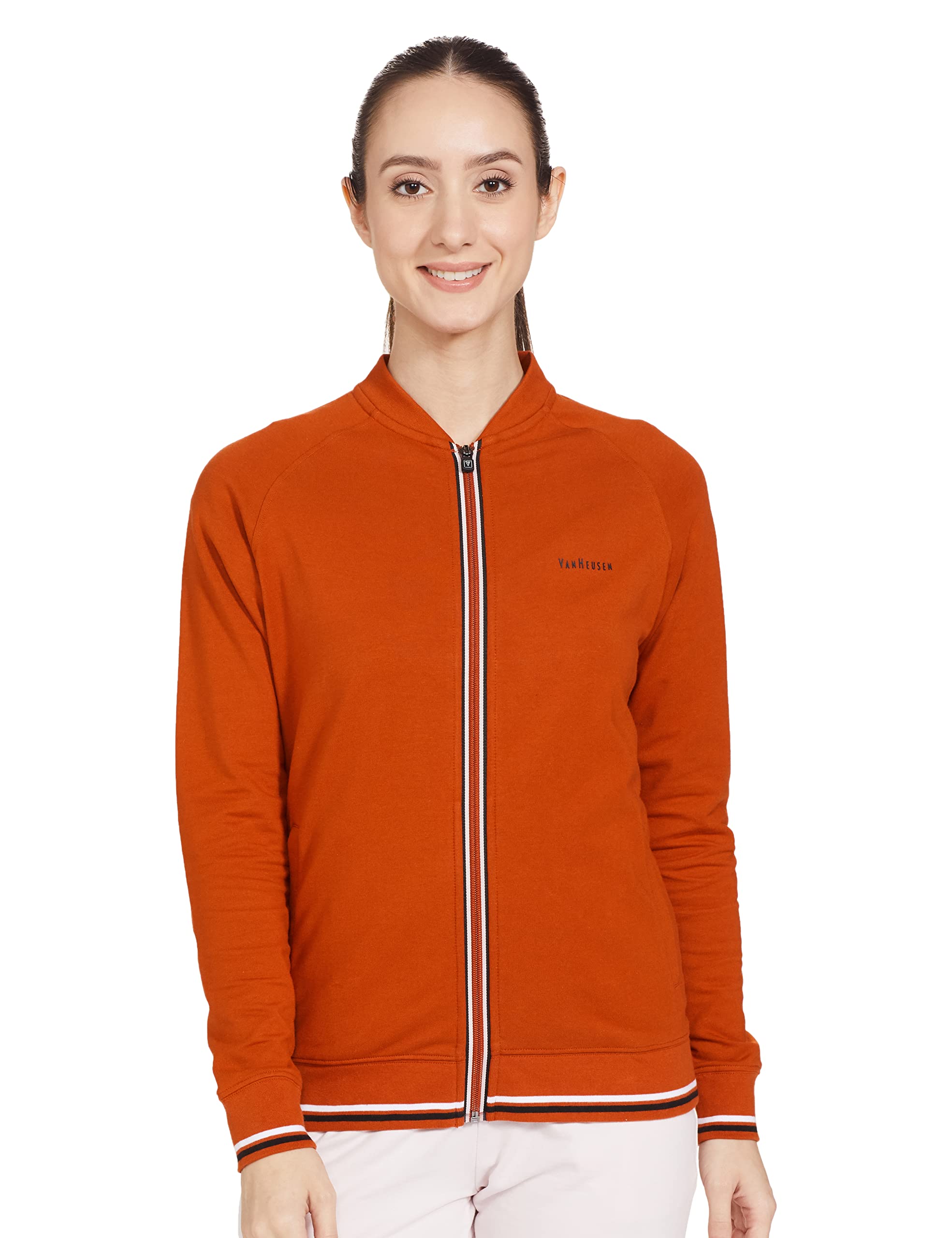 Van Heusen Women Athleisure Functional Pocket Jacket - Relaxed Fit, Soft Handfeel_66604_Brick