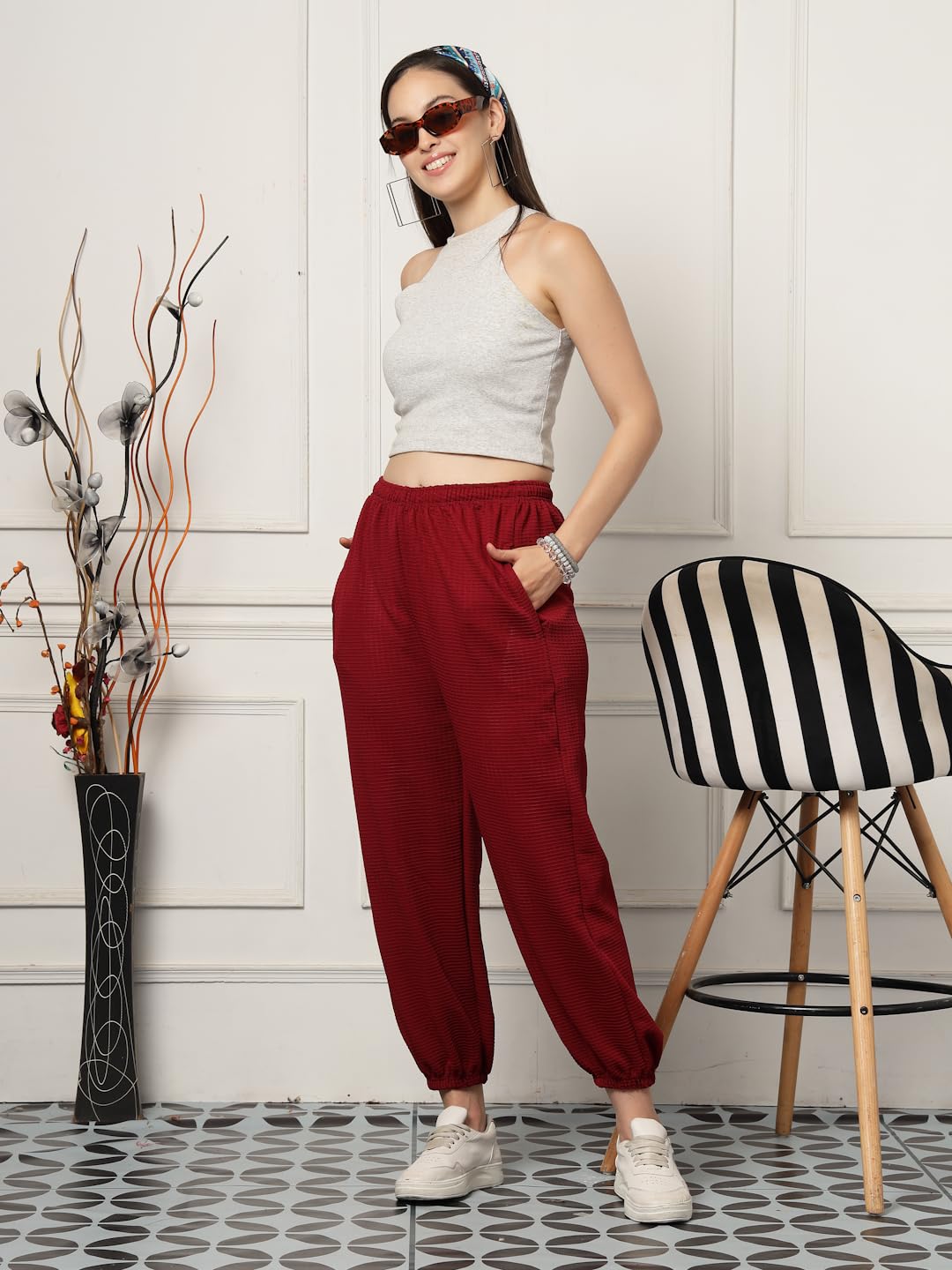 UZARUS Women's Loose Fit Baggy Jogger Pants with 2 Side Pockets & Hem Grip – Ideal for Morning Walk, Yoga, Travel & Casual Wear - Image 6