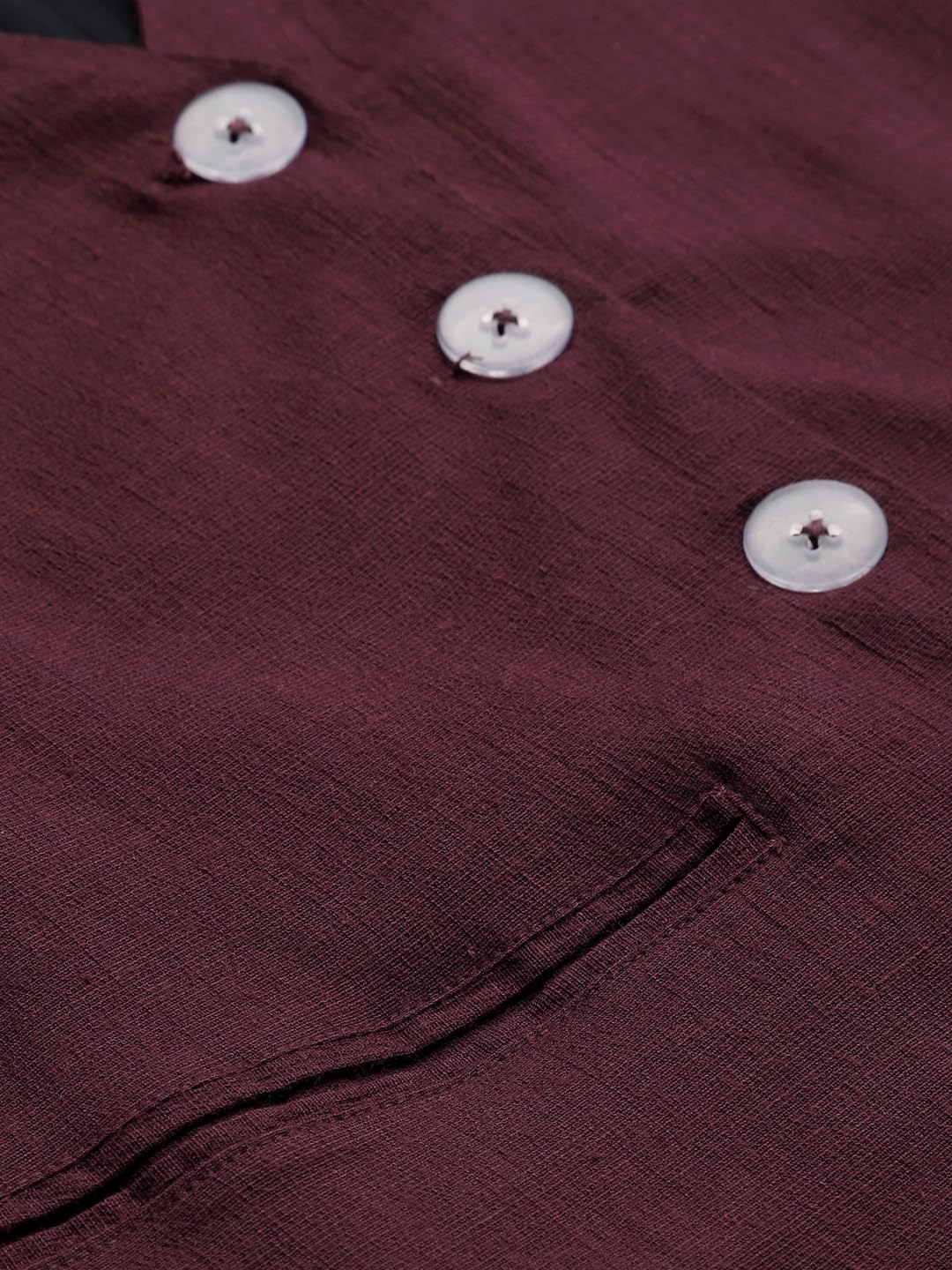 DEEBACO Women's Solid WaistCoat for Women V Neck Button Closure Sleeveless Waist Coat With Two Pockets Ladies Cord Western Party Casual Wear for Girls & Ladies Nehru Jacket - Image 2