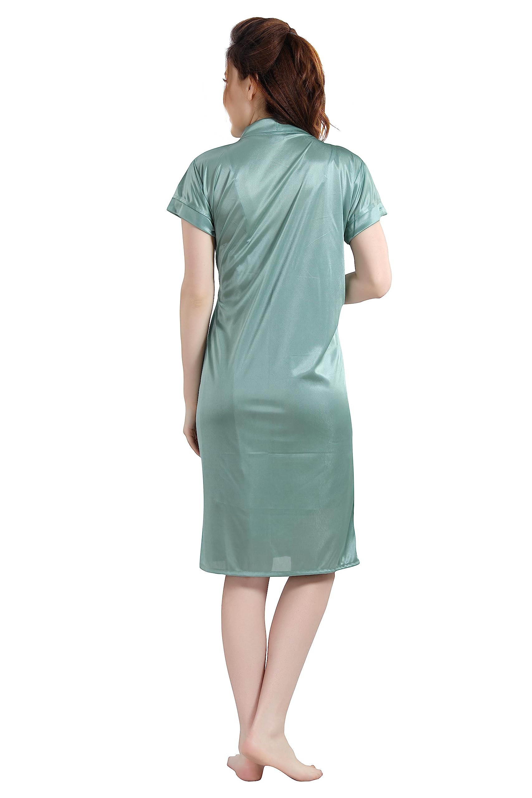 AV2 Women's Satin Knee Length Plain/Solid Nighty - Image 2
