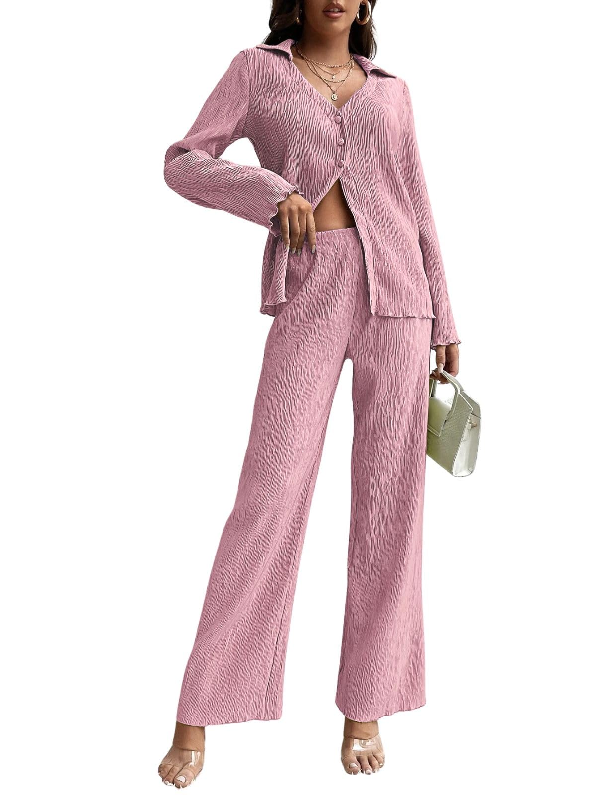 GRECIILOOKS Co Ord Set for Women | Co Ord Set for Women Stylish | Textured Co Ord Set for Women | Travel Co Ord Set for Women | Full Sleeve Women Co-ord Set