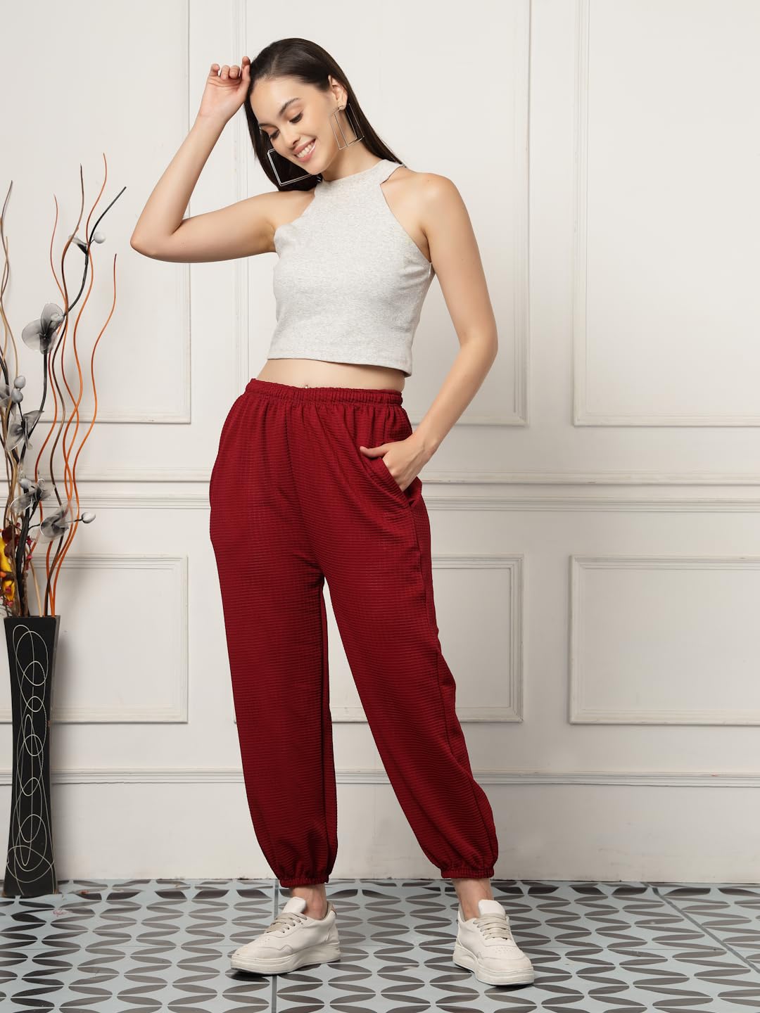 UZARUS Women's Loose Fit Baggy Jogger Pants with 2 Side Pockets & Hem Grip – Ideal for Morning Walk, Yoga, Travel & Casual Wear - Image 7